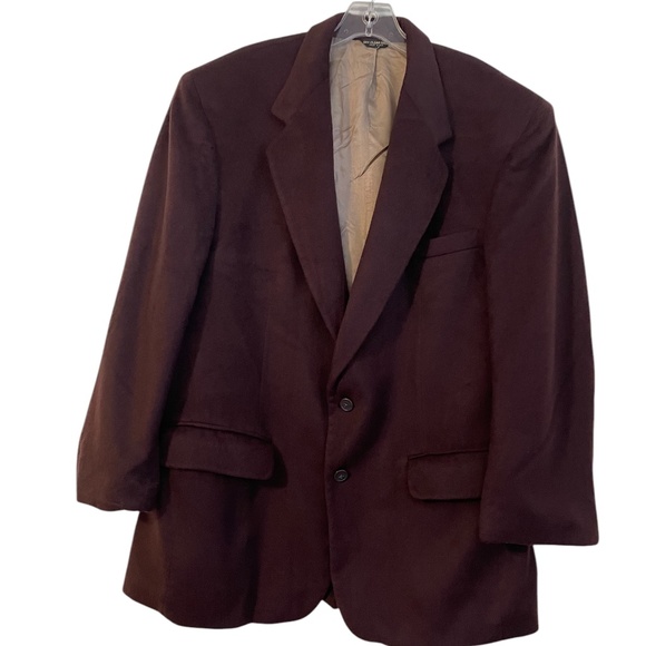 Vintage Men's PBM Pincus Brothers Maxwell 100% Cashmere Burgundy Jacket Blazer - Picture 2 of 13